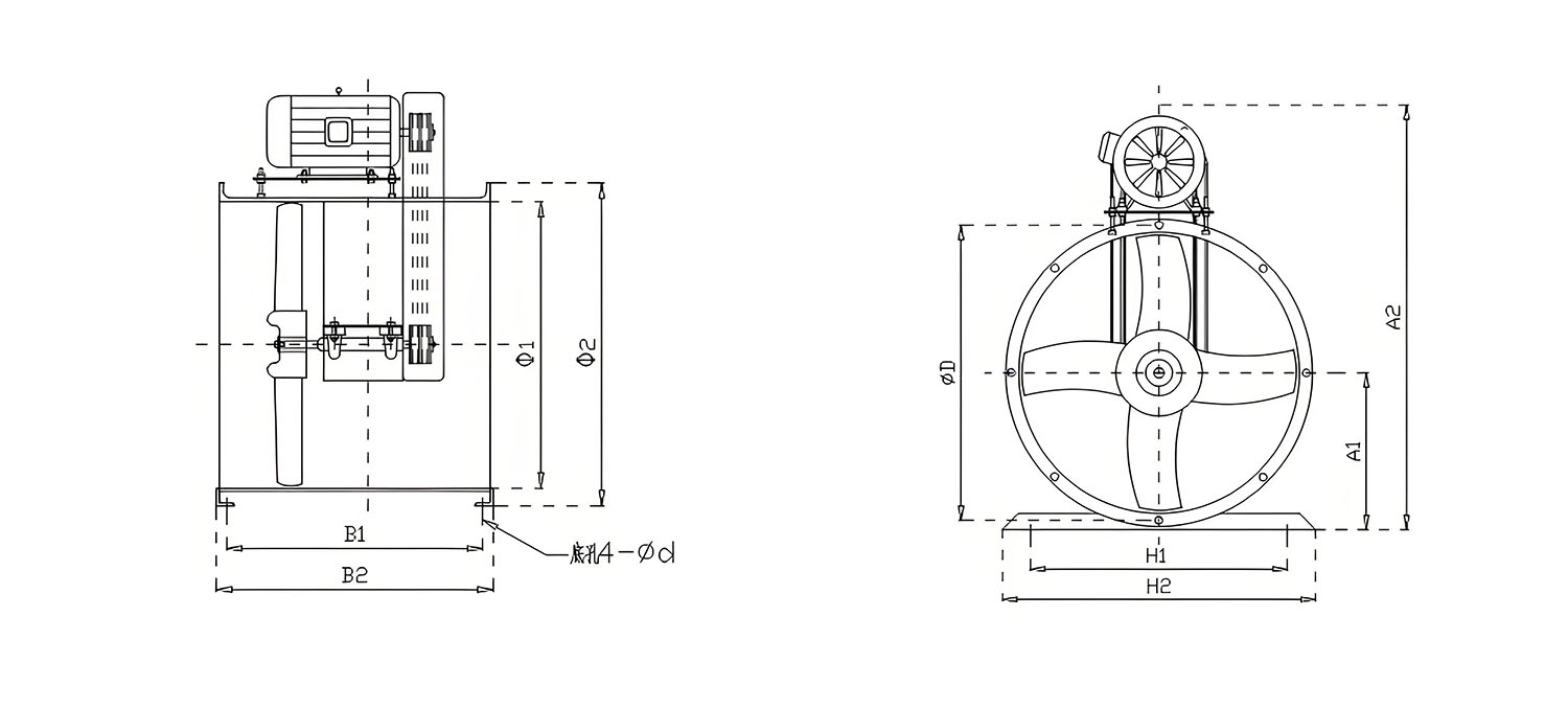 FT30C-型玻璃鋼軸流風(fēng)機(jī)安裝圖