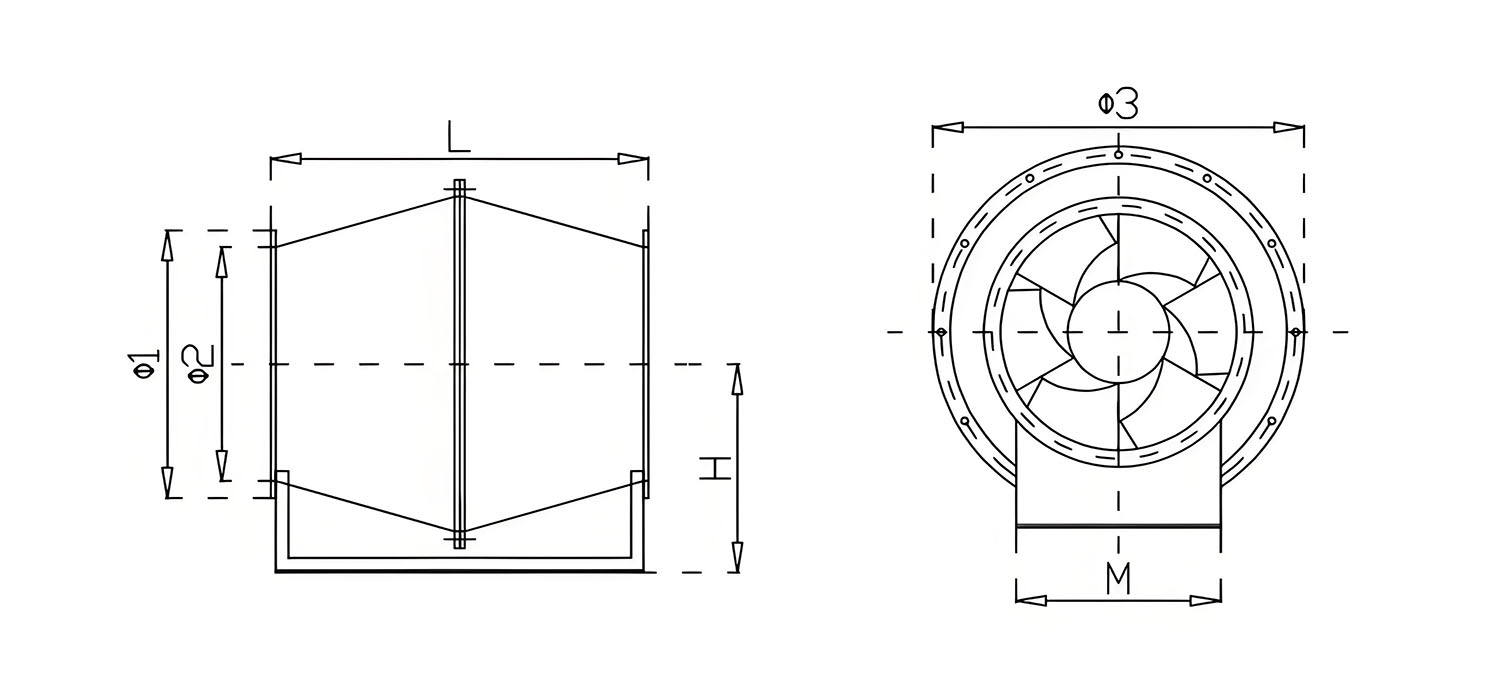管道斜流風機安裝圖